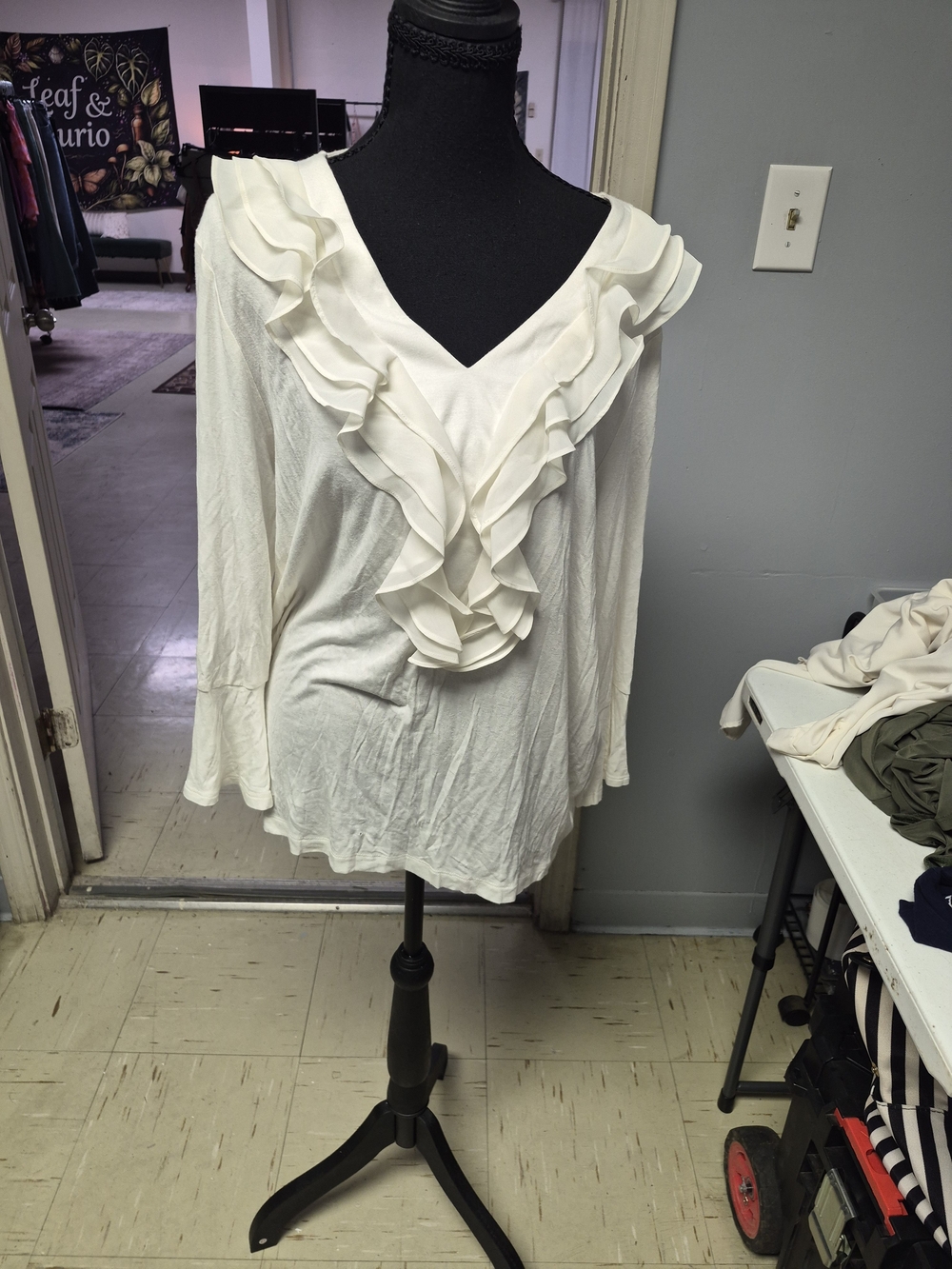 JohnPaulRichard Cream Ruffle V-Neck Blouse